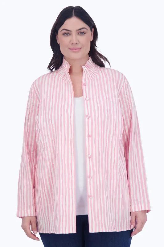 Carolina Plus Crinkle Stripe Shirt Jacket Nylon Fabric Polyester Fabric Spandex Fabric