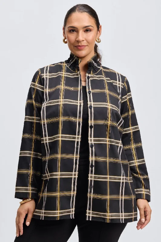 Carolina Plus No Iron Gold & Silver Lurex Plaid Shirt Jacket Rayon Jacket Velvet Jacket Corduroy Jacket