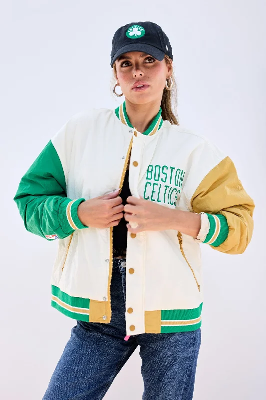 Unisex Celtics Bomber Jacket Tiered Jacket Buttoned Jacket Zippered Jacket