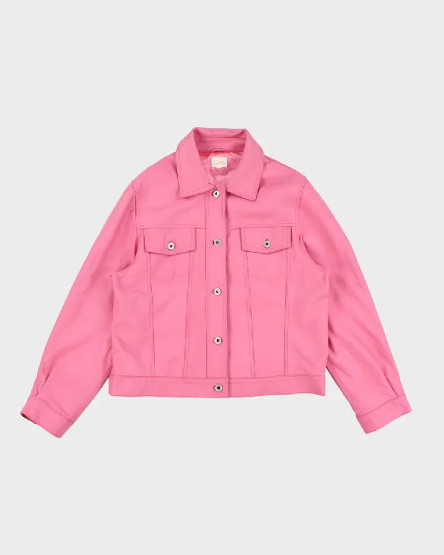 Cleo Pink Leather Jacket - L Fitted Jacket Loose Jacket Oversized Jacket