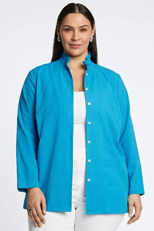 Carolina Plus Seersucker Shirt Jacket Fitted Jacket Loose Jacket Oversized Jacket