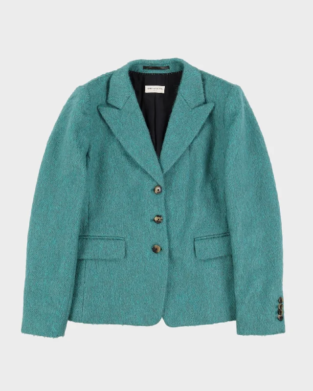 Dries Van Noten Aqua Green Mohair Blazer Style Jacket - S Jersey Jacket Tulle Jacket Batik Jacket