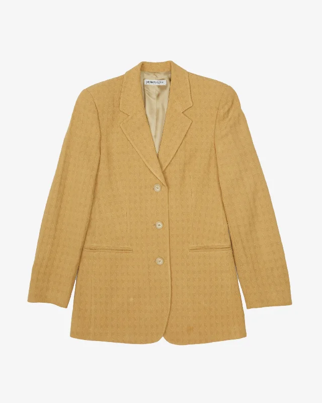 Emporio Armani Yellow Jacquard Blazer Jacket - XS Wool Jacket Cashmere Jacket Tweed Jacket