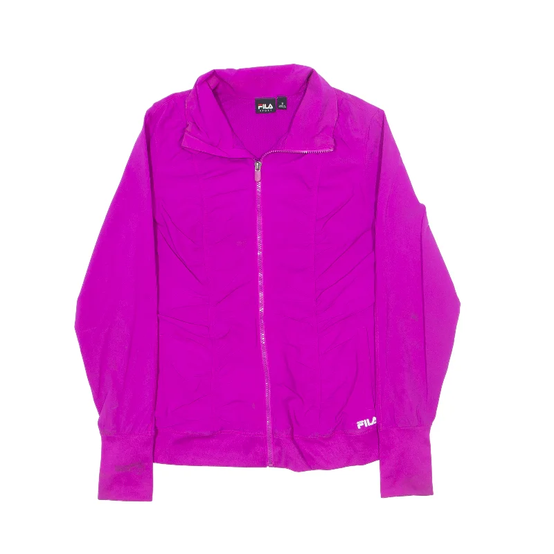 FILA Sport Ruched Track Jacket Pink Womens S Cardigan Sweater Pullover