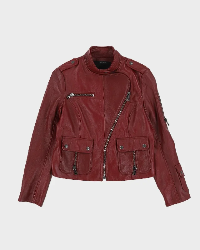 Marc Jacobs Burgundy Leather Jacket - XS Fleece Jacket Down Jacket Parka