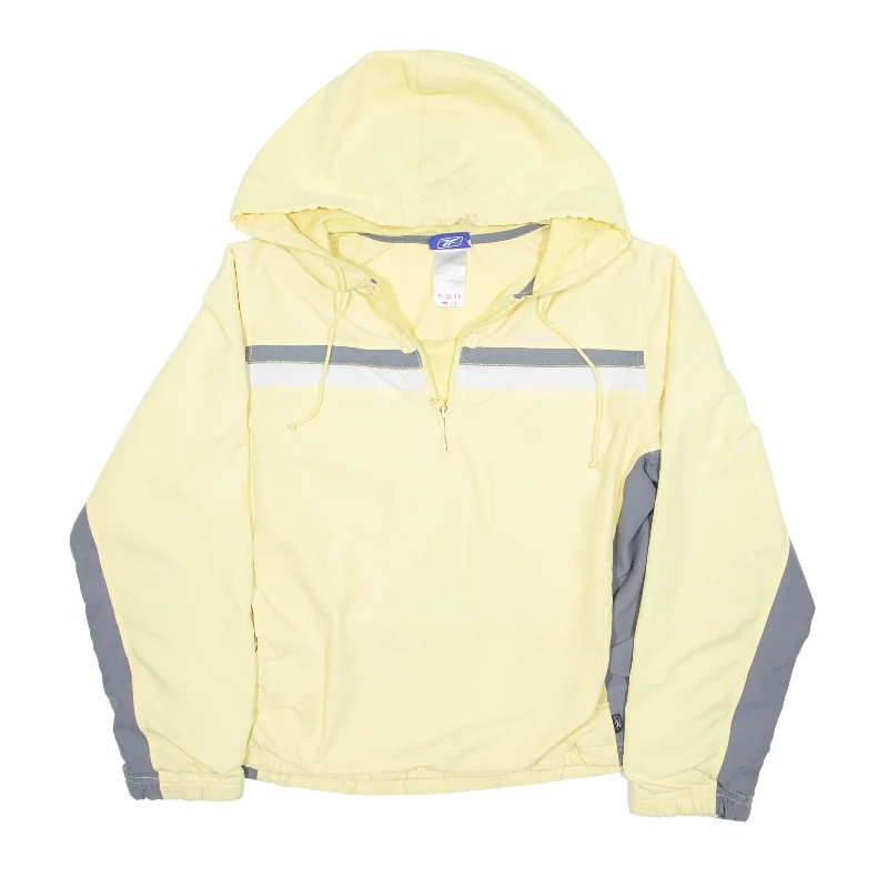 REEBOK 1/4 Zip Pullover Jacket Yellow Womens UK 14 Cardigan Sweater Pullover