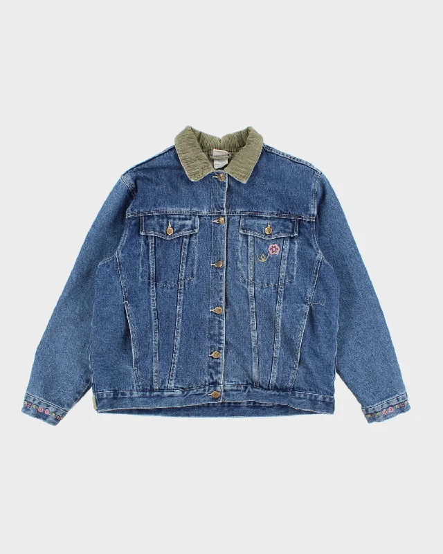 Vintage 90s Disney Embroidered Denim Jacket - L Jersey Jacket Tulle Jacket Batik Jacket