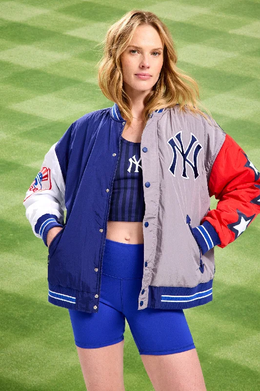 Yankees Bomber Jacket in Team Colors Plaid Jacket Tartan Jacket Houndstooth Jacket