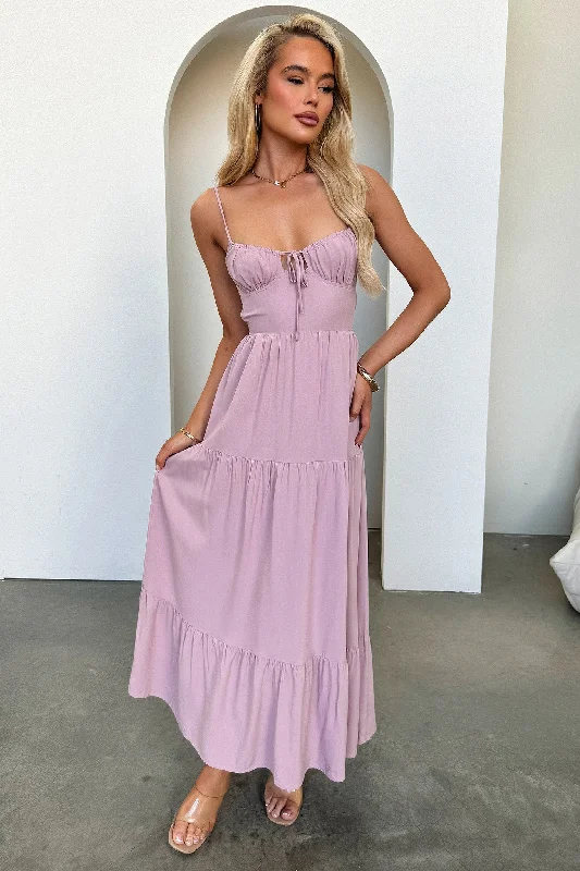 Allie Maxi Dress - Dark Blush Elegant Maxi Dress with Slit