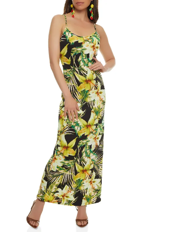 Haute Monde Floral Print Cami Maxi Dress Stylish Long Sleeve Maxi Dress