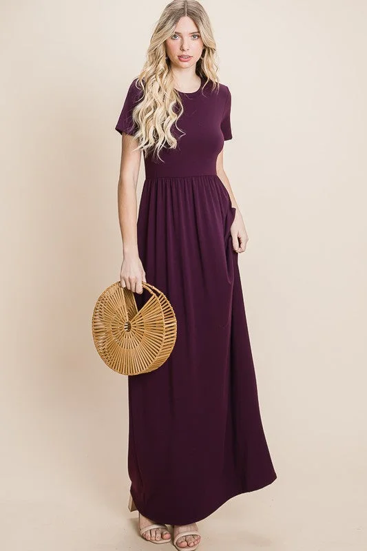 Eggplant Maxi Dress Trendy V-Neck Maxi Dress