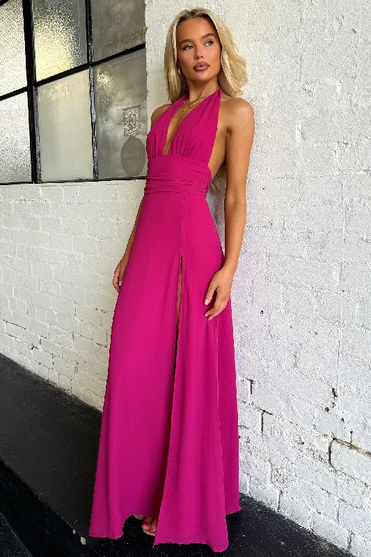 Elenor Maxi Dress - Wine Elegant Maxi Dress with Slit