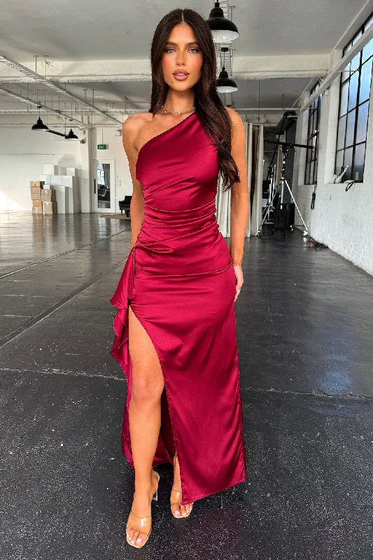 Elianna Maxi Dress - Burgundy Elegant Wraparound Maxi Dress