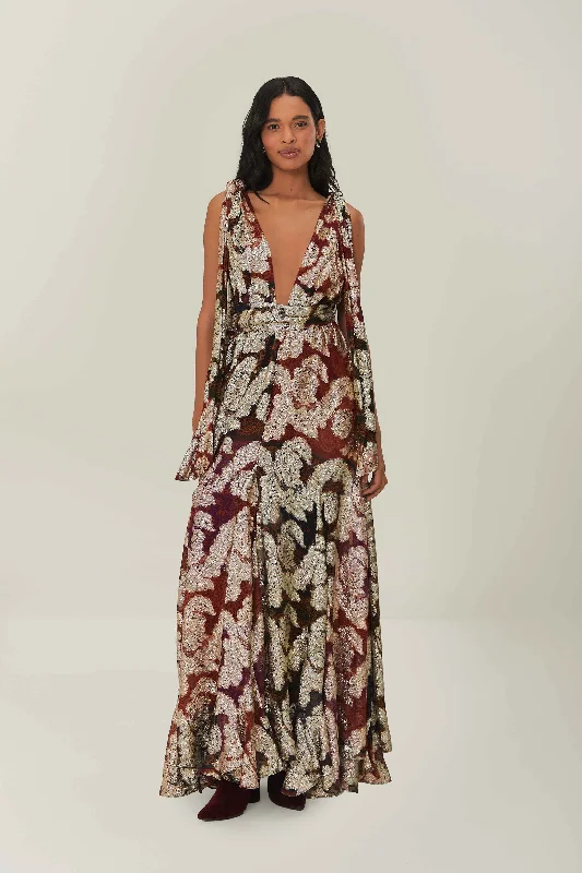 Jacquard Lurex Sleeveless Maxi Dress Cozy Cold-Shoulder Maxi Dress