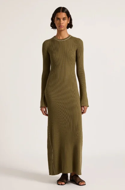 Nude Lucy Gaia Knit Maxi Dress Comfortable Plunging Neckline Maxi Dress