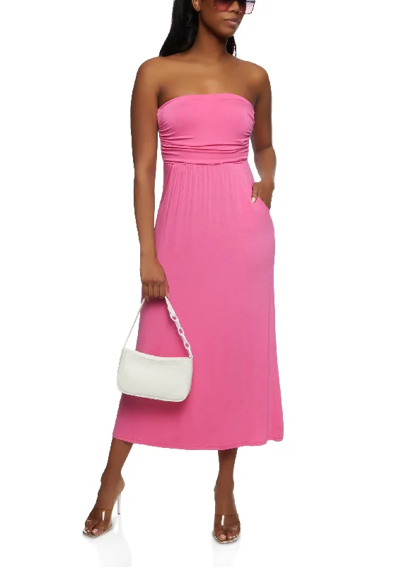 Strapless Maxi Dress Stylish Maxi Dress with Frills