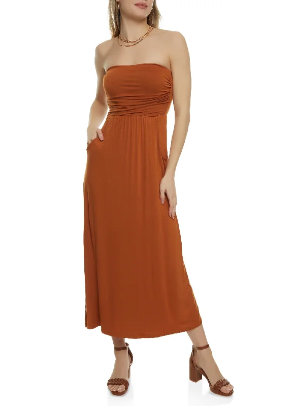 Bandeau Maxi Dress Fashionable Button-Down Maxi Dress