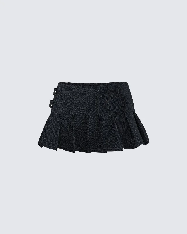 Ataya Black Denim Micro Mini Skirt denim skirt fashionable