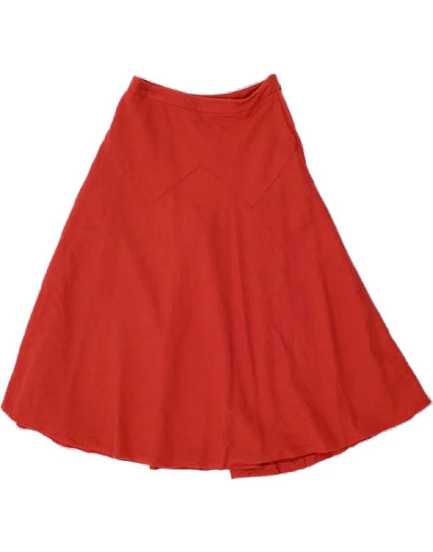 CACHAREL Womens A-Line Skirt UK 10 Small W26 Red Wool satin skirt smooth