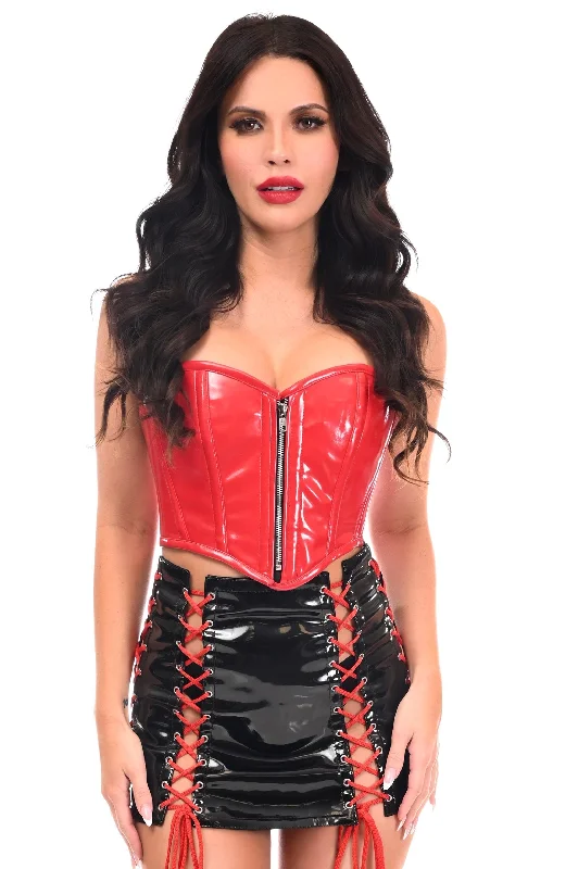 Daisy Corsets Top Drawer 2 PC Red/Black Zipper Bustier & Skirt Set relaxed fit skirt