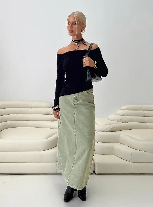 Mcguane Denim Midi Skirt Green denim skirt classic