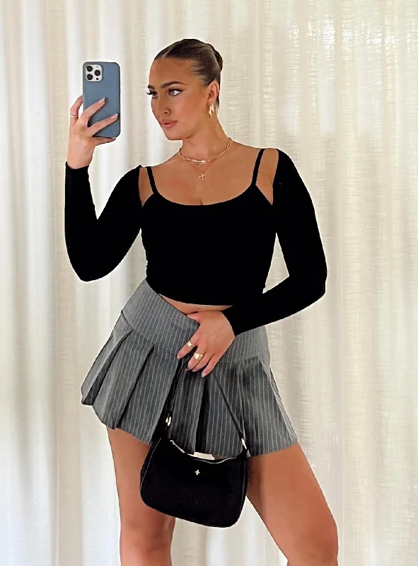 Motel Senona Skirt Pinstripe Grey modal blend skirt