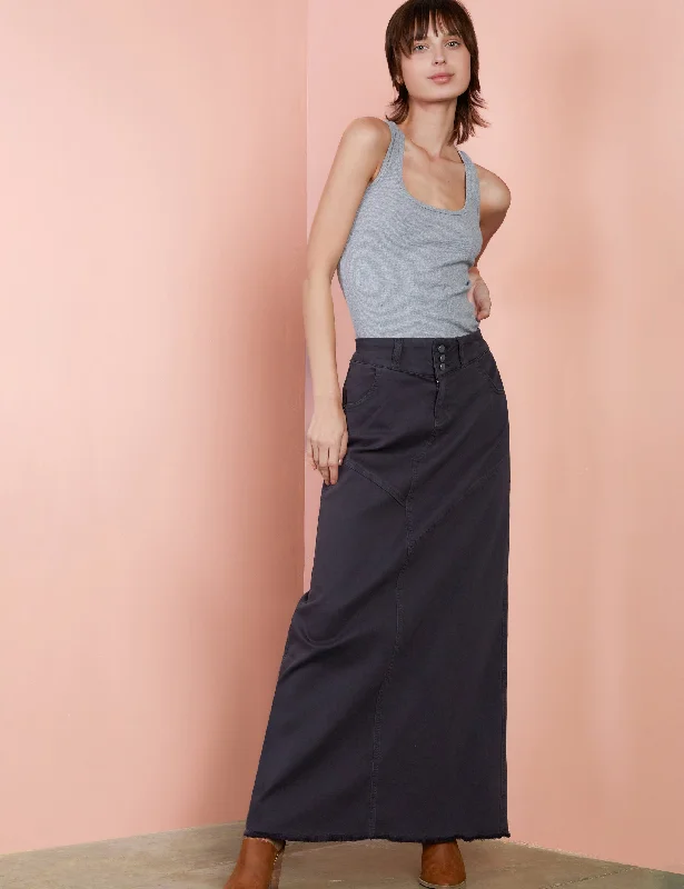 Pieced Denim Maxi Skirt satin skirt smooth