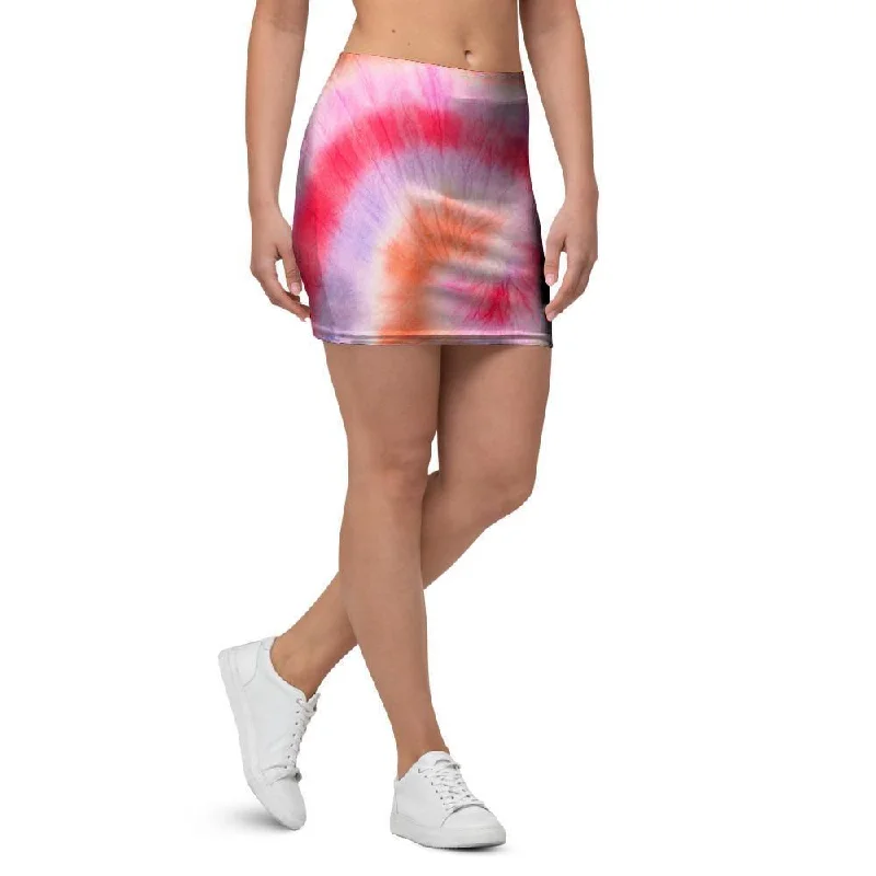 Rainbow Hippie Tie Dye Mini Skirt denim skirt trendy