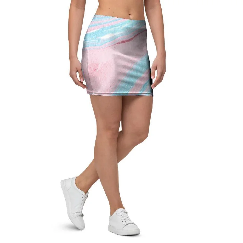 Rainbow Marble Mini Skirt a-line skirt cut