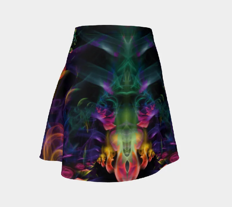 RAINBOW SMOKE FLARE SKIRT leather skirt sleek