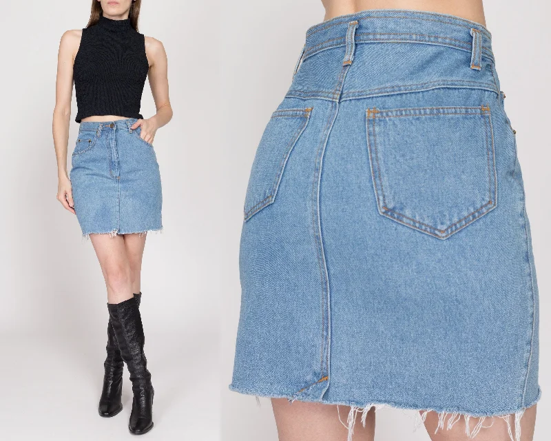 Small 90s Light Wash Denim Mini Skirt 26" corduroy skirt durable