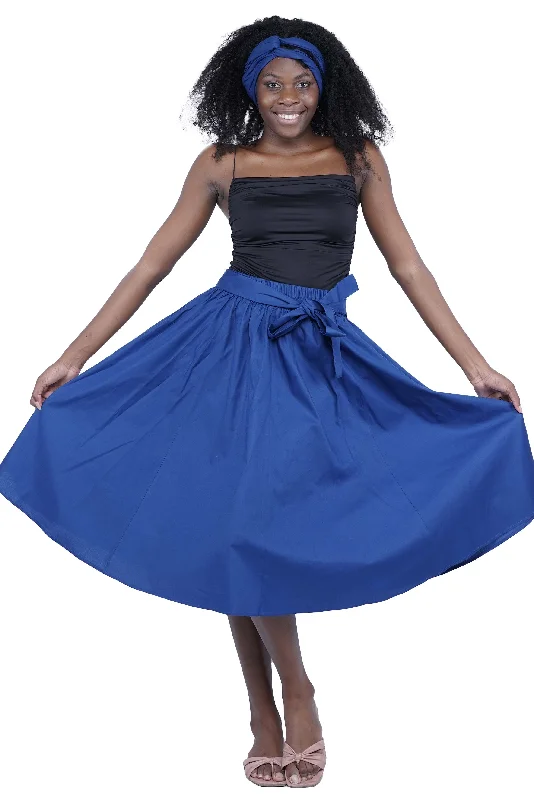 Royal Blue Midi/Calf Length Skirt chiffon skirt lightweight