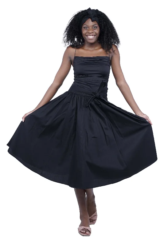 Black Midi/Calf Length Skirt chiffon skirt airy