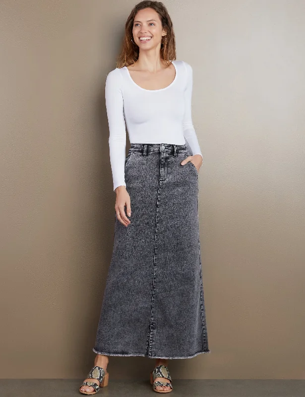 Tory Denim Maxi Skirt slim fit skirt