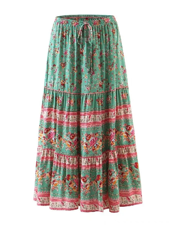 DENVER Midi Skirt - Green asymmetrical skirt cut