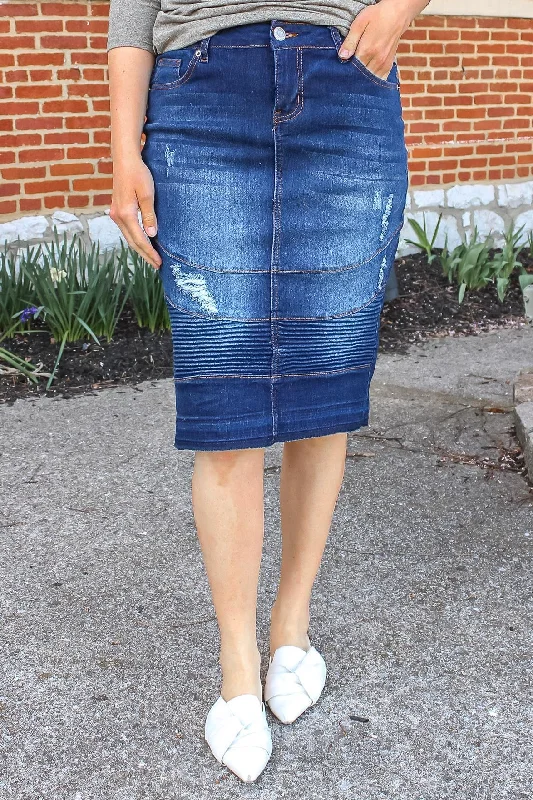 Devyn Moto Denim Skirt (Dk. Indigo) - FINAL SALE cashmere skirt fine